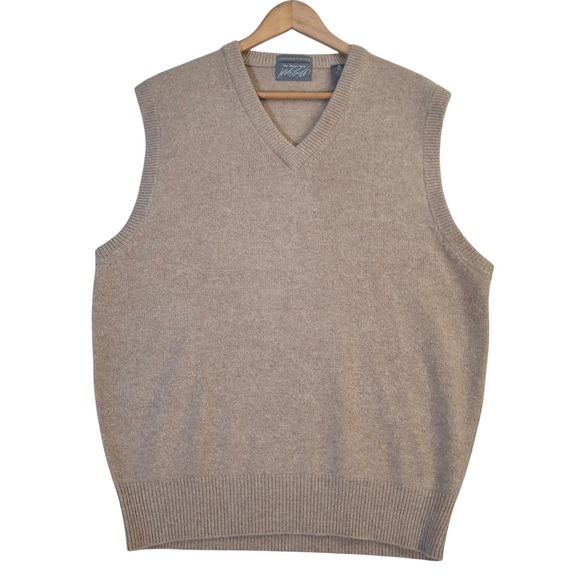 Lord & Taylor Other - Vintage 80s Lord & Taylor Lambswool V-Neck Sweater Vest Mens Large Tan